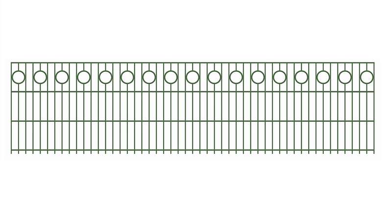 planeo double-rail decorative fence Halo 6/6/6 RAL 6005 moss green