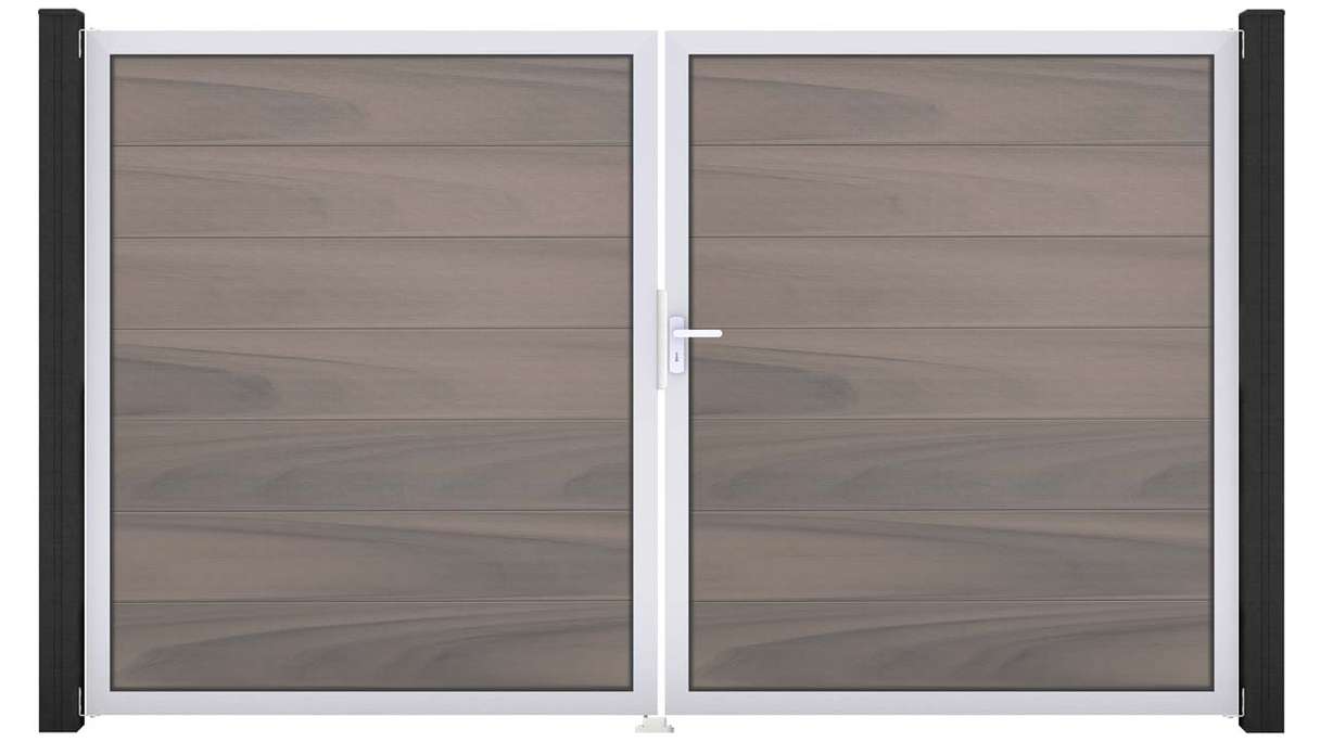 planeo Gardence Strong XL – BPC gate – 2-leaf, two-tone co-extruded with aluminium frame 