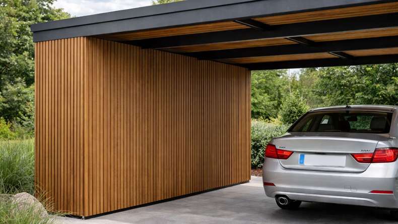 planeo DesignPro – WPC cladding, Burma Teak | Black, 2900 x 175 mm