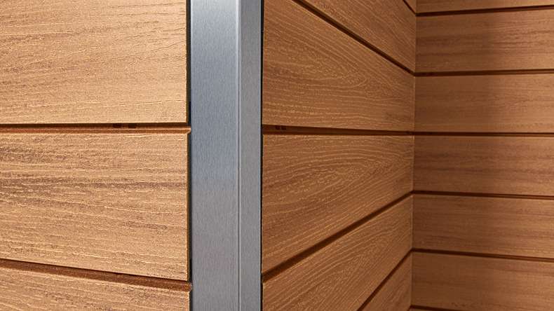 planeo Fassado - WPC rhombus strip facade cladding oak brown