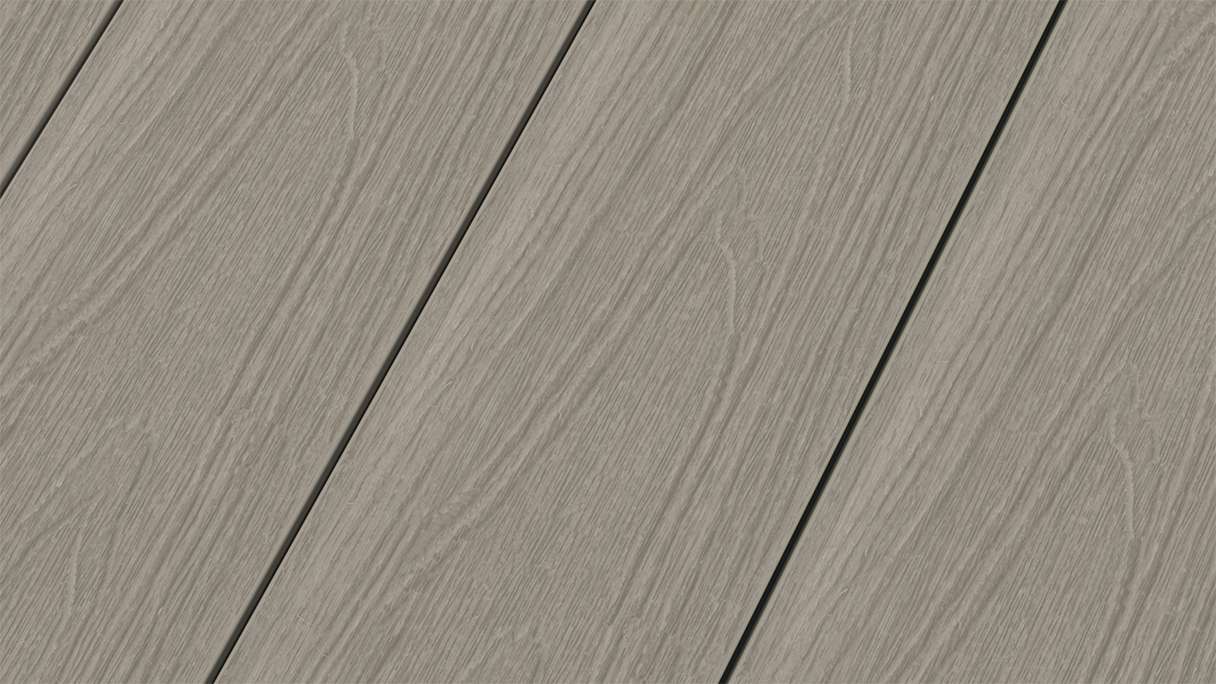 planeo MAXLine Nature - WPC CoEx coated XL decking board hollow chamber - light grey 3m textured/smooth brushed