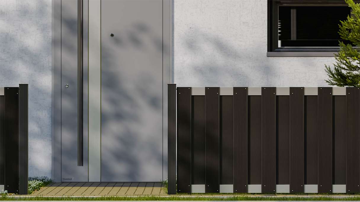 planeo Gardence Premade - BPC garden fence front garden fence anthracite with EV1 silver crossbar 180 x 90cm
