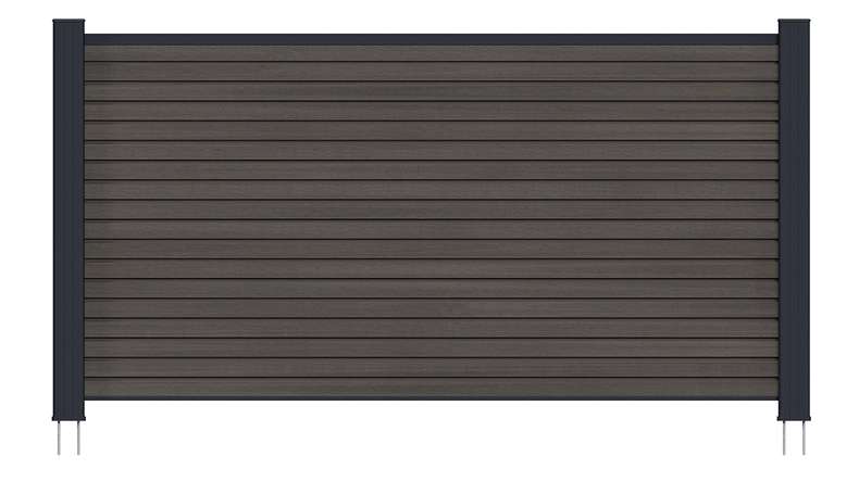planeo LINEA - WPC CoEx Rhombus Front Garden Plug-in Fence, Dark Grey, 180 x 90 cm