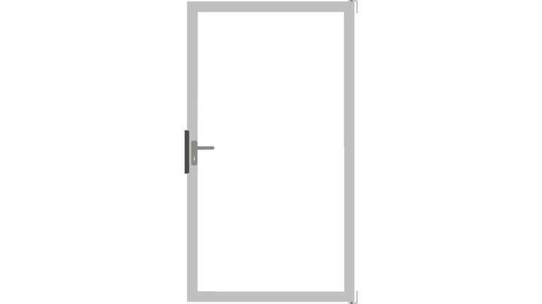 planeo Ambiente - glass privacy gate universal DIN clear glass with aluminium frame 100 x 180 cm