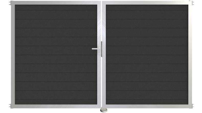 planeo Gardence aluminium door - DIN left 2-leaf anthracite with silver aluminium frame