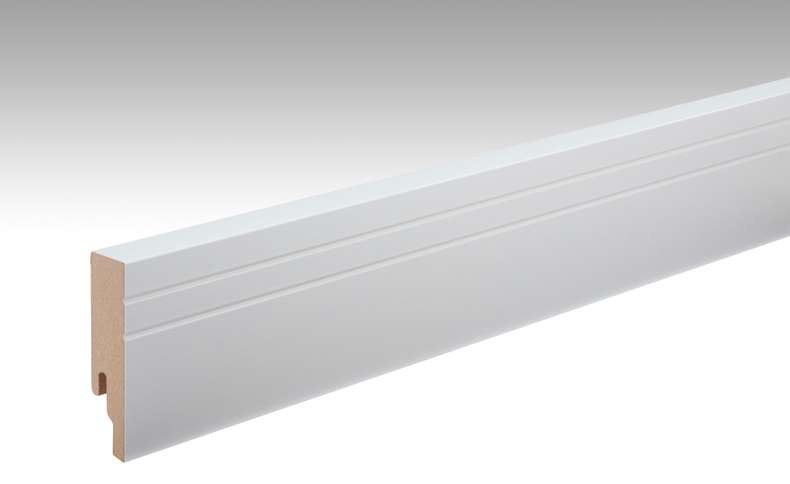 MEISTER skirting boards Uni white glossy DF 324 - 2380 x 80 x 18 mm (200018-2380-00324)