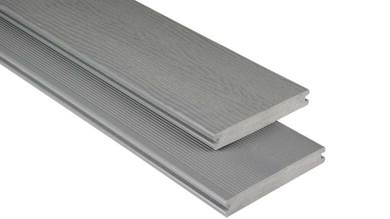planeo WPC - decking board solid grey 3.90m - ribbed