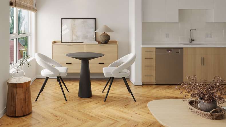planeo Rigid click vinyl - Nature Oak herringbone | integrated footfall sound insulation (DF-KH-151-055)