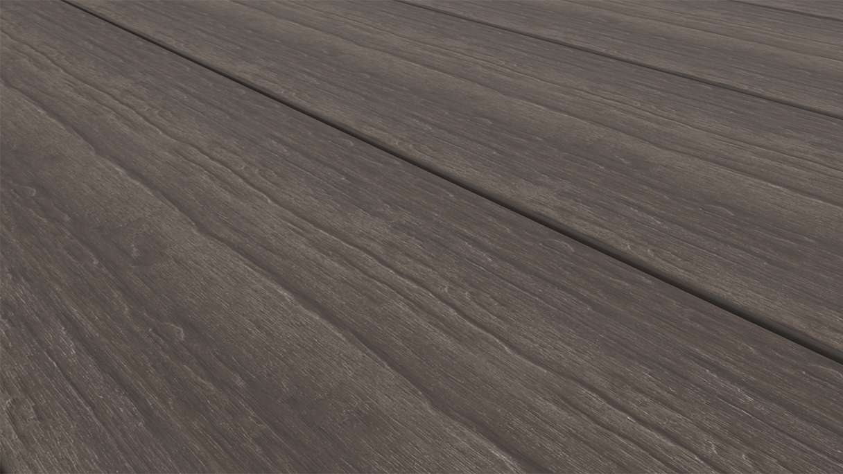 planeo MAXLine Antique - WPC CoEx coated XL decking solid - dark brown 3m rustic textured/smooth brushed