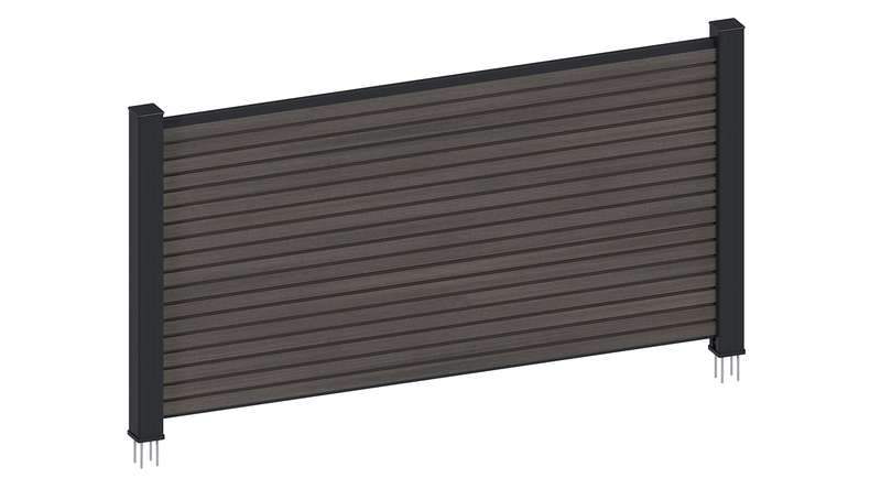 planeo LINEA - WPC CoEx Rhombus Front Garden Plug-in Fence, Dark Grey, 180 x 90 cm