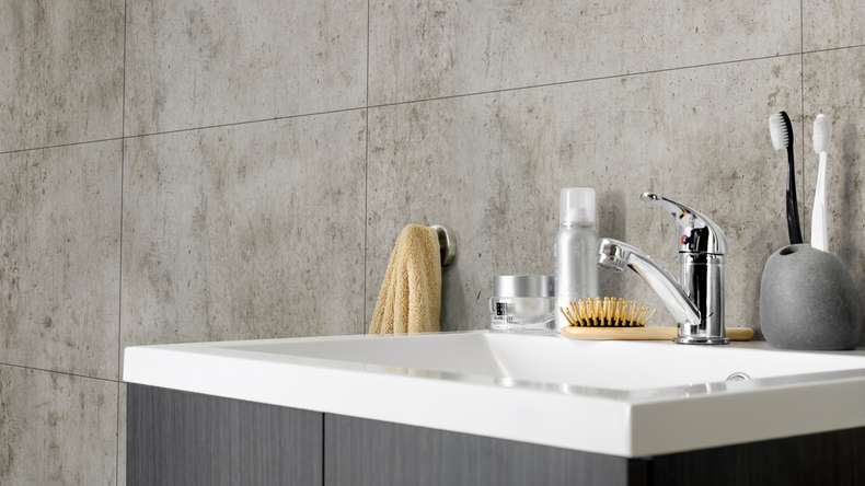 planeo StrongWall - Wall panelling plastic Dark Cement 65 x 37.5 cm