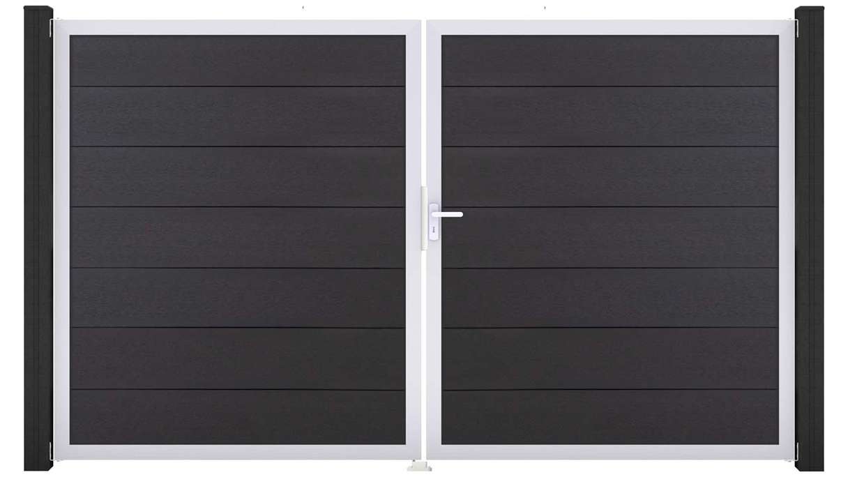 planeo Gardence Strong XL – BPC gate – double-leaf, anthracite grey with aluminium frame