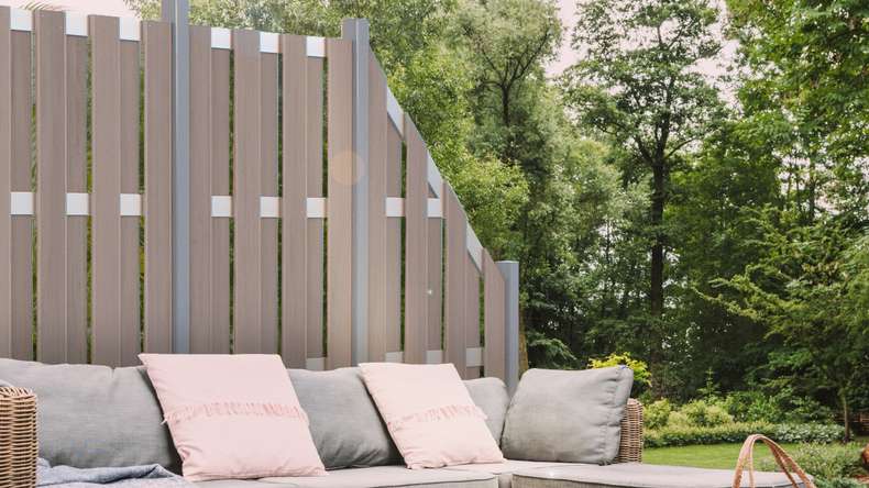 planeo prefabricated fence - diagonal Bi-Color Sand 84.3 x 180/90 cm
