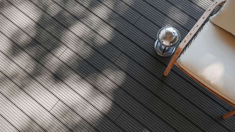 planeo LineWood WPC decking board solid - dark grey 3m grooved/grooved