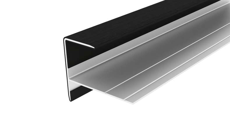 planeo LINEA – Aluminium CoEx end profile, black, 3000 x 74 x 61 mm