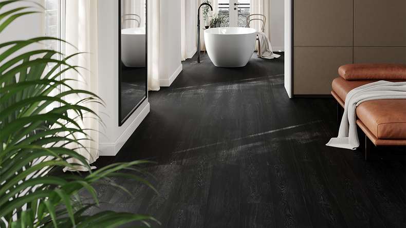 planeo Rigid Click Vinyl - Wood Black | Impact sound insulation integrated (100P190-N)