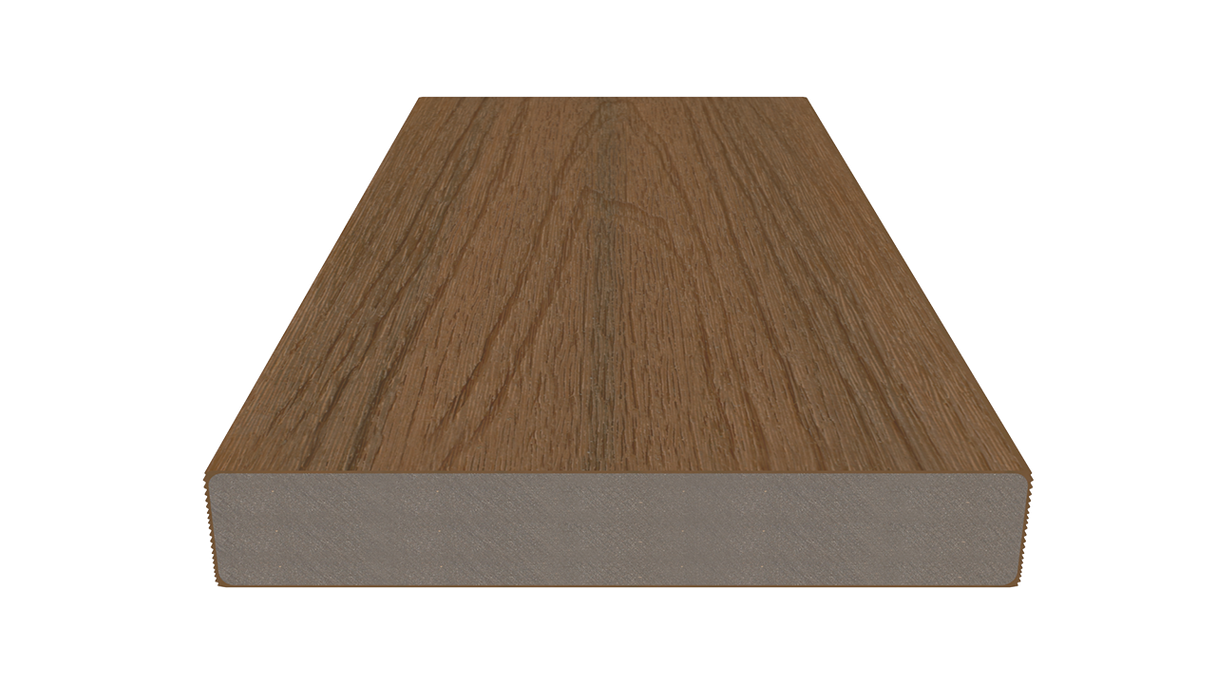 planeo UNIDeck – WPC CoEx-coated decking board, Burma Teak, 3m – textured/smooth brushed