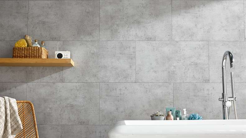 planeo StrongWall - plastic wall panelling Wash Cement 65 x 37.5 cm