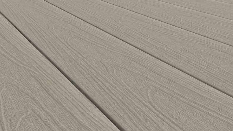 planeo WOODLine Nature - WPC CoEx coated decking board hollow chamber - light grey 3m textured/smooth brushed