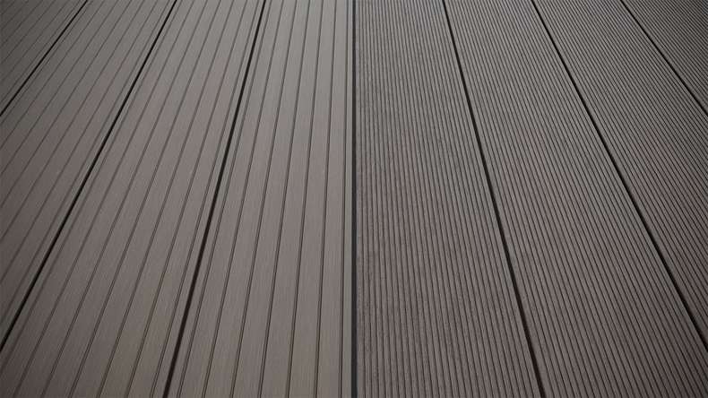 planeo LightWood WPC decking board hollow chamber - Light grey 3m fine grooved/grooved