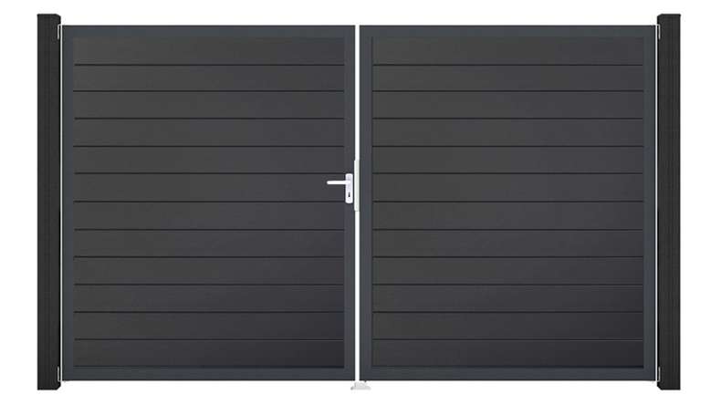 planeo Gardence Simply Small - PVC door - DIN left 2-leaf anthracite with anthracite aluminium frame | DB703 300 x 180 cm