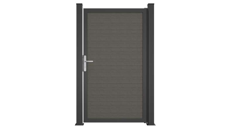 planeo Gardence Simply Guard - PVC universal door Grey Ash Cut with aluminium frame in anthracite | DB703 100 x 180 cm