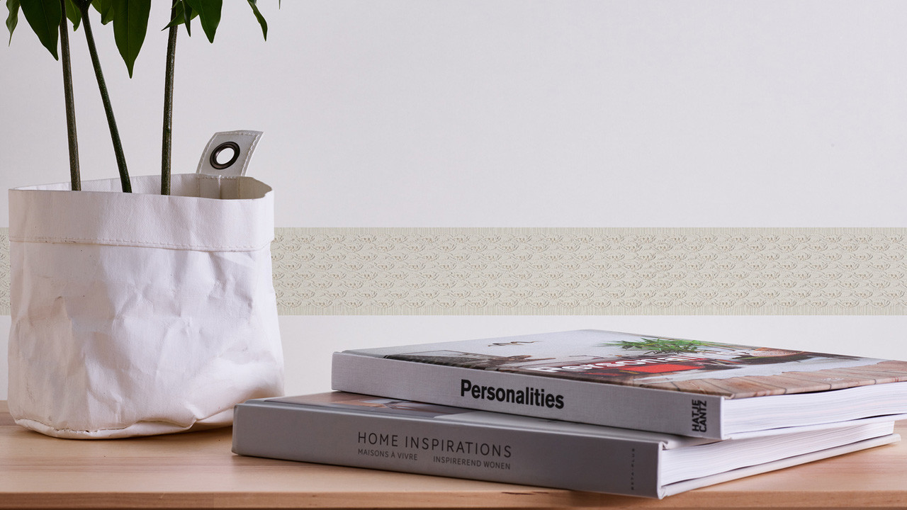 Vinyl wallpaper border grey modern stripes flowers & nature Only