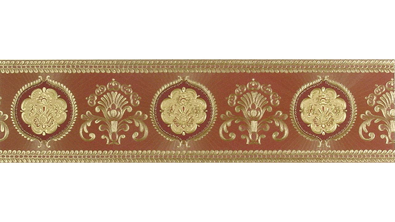 Vinyl wallpaper border red vintage ornaments pictures Only Borders 10