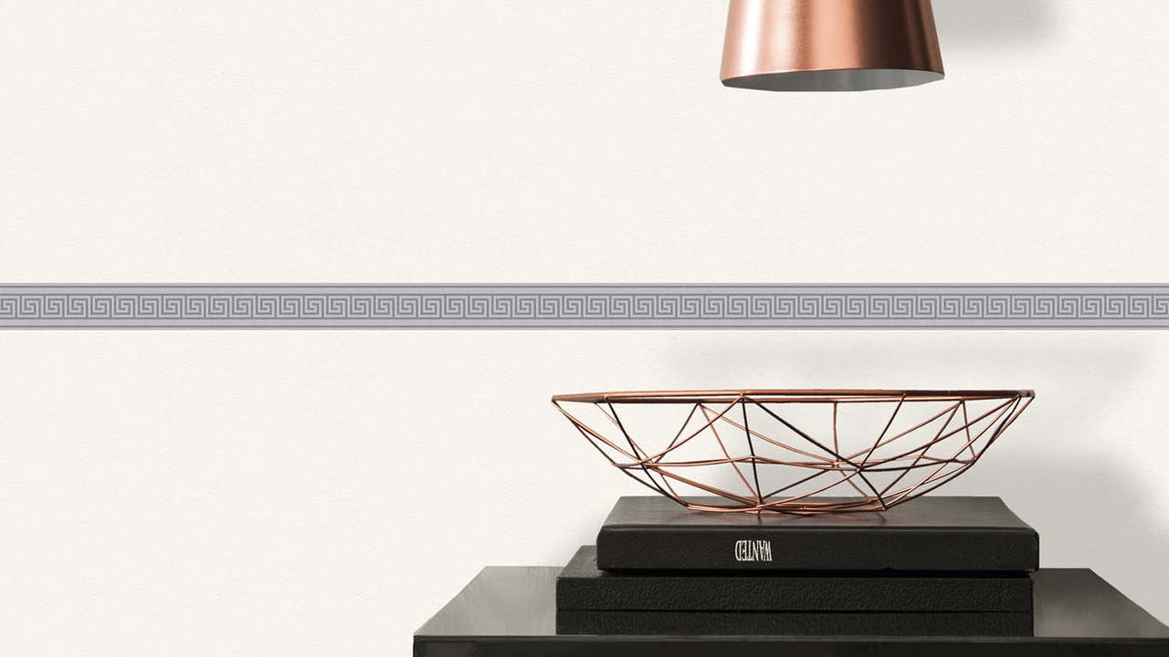 Vinyl wallpaper border grey vintage ornaments stripes Only Borders 10