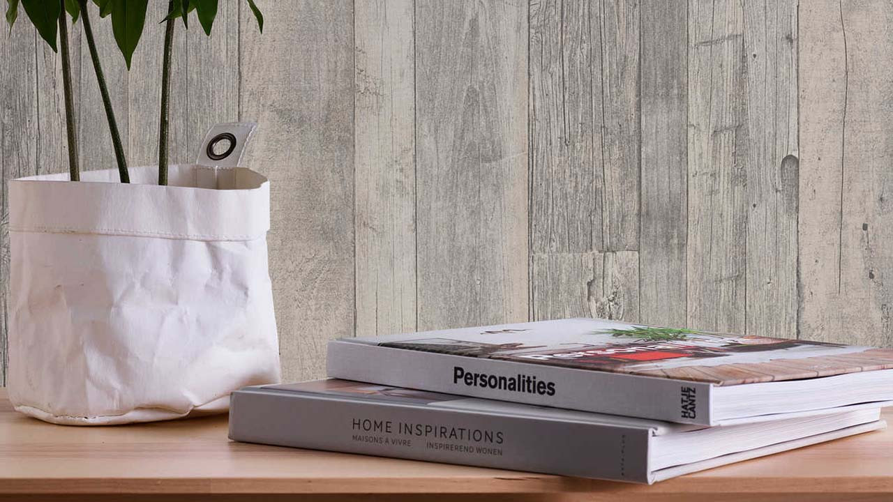 Vinyl wallpaper grey modern wood elements 311 Wallpaper