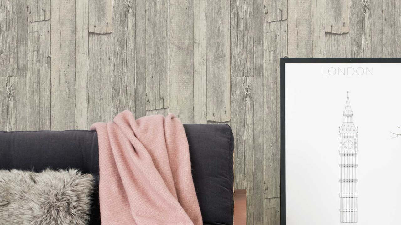 Vinyl wallpaper grey modern wood elements 311 Wallpaper