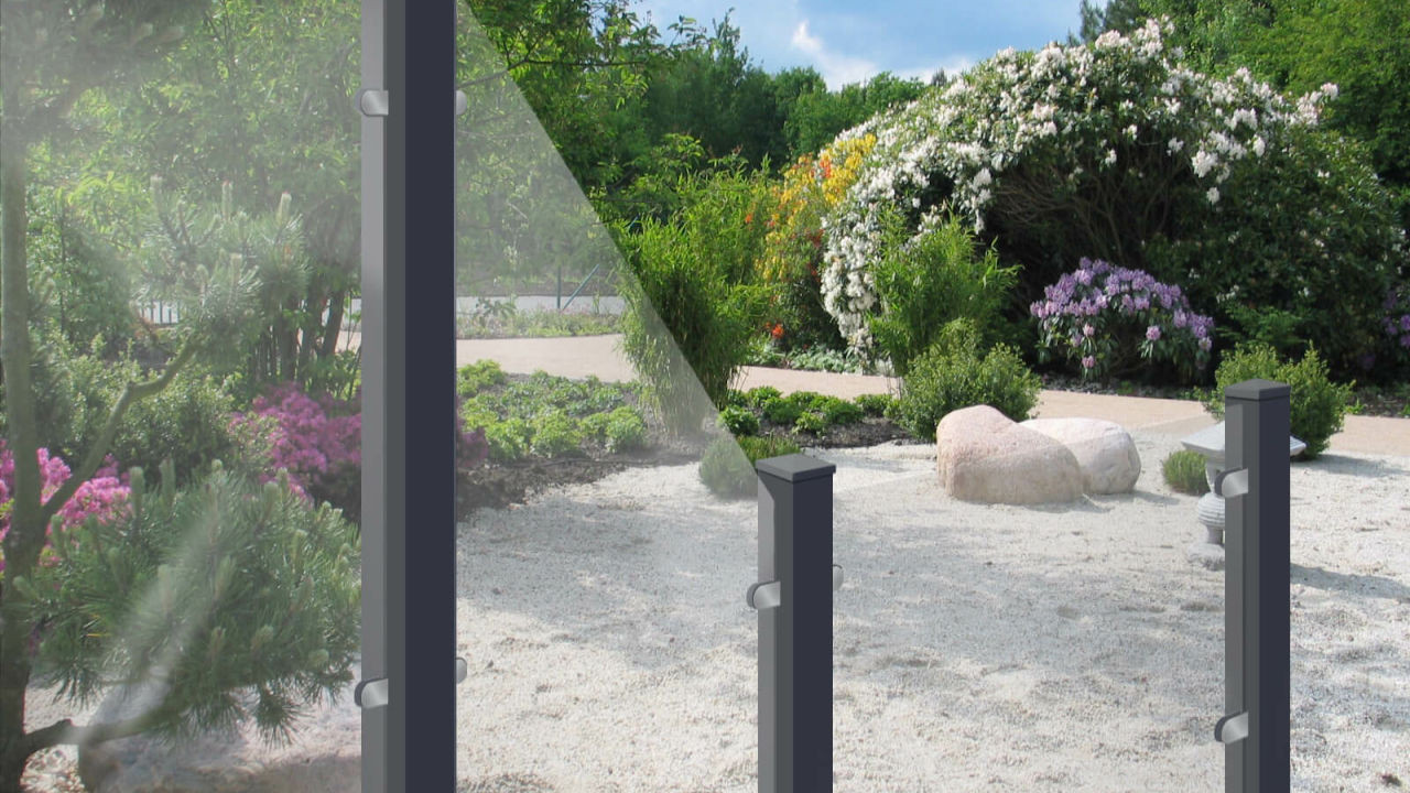 Glas-Windschutz 100 x 160 cm Aluminium Anthrazit