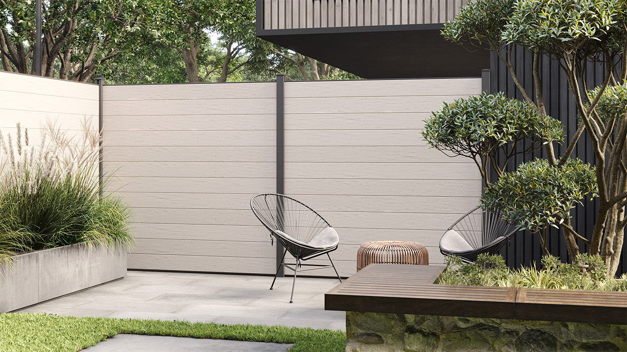 planeo Gardence WPC fence - Grey incl. design insert of your choice 180 x  180 cm - Garden Fences