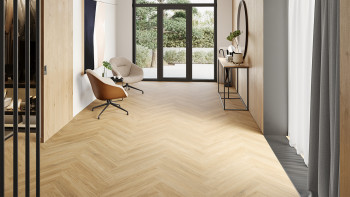 planeo Rigid click vinyl - Herringbone Nature Oak | Impact sound insulation integrated (100P6004HB)