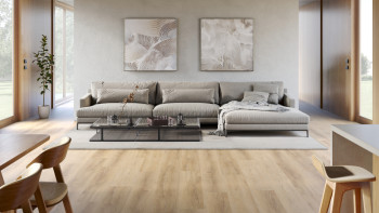 planeo Rigid Click Vinyl - SolutionX 2in1 Oak Light Brown | Impact sound insulation integrated (ECF-0008)