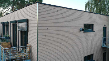 planeo Fassado - WPC rhombus strip facade cladding stone grey