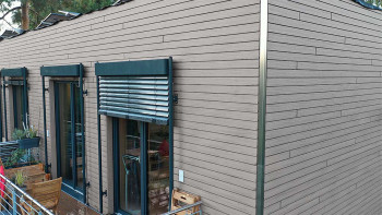 planeo Fassado - WPC rhombus strip facade cladding stone grey