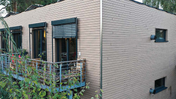 planeo Fassado - WPC rhombus strip facade cladding stone grey