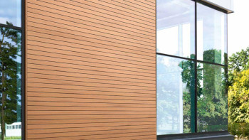 planeo Fassado - WPC rhombus strip facade cladding Prime oak brown
