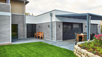 planeo Fassado - WPC rhombus strip facade cladding graphite grey