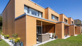 planeo Fassado - WPC rhombus strip facade cladding Prime amber brown