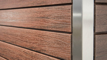 planeo Fassado - WPC rhombus strip facade cladding chestnut brown