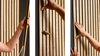 Skaben acoustic panels SilentWall Easy-Sticks - light brown oak - 250 x 3.45 cm