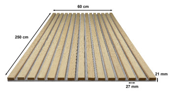 Skaben acoustic panels SilentWall Pro - light brown oak - 250 x 60 cm