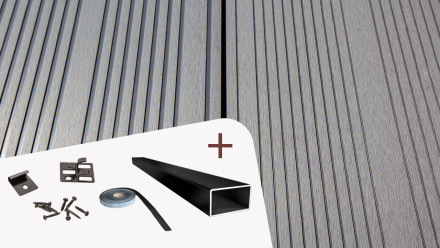 Complete Set TitanWood 4m XL Plank Light Grey 40.4m² incl. Alu-UK