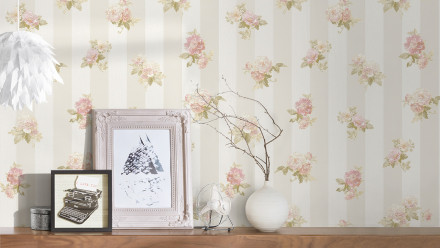 vinyl wallcovering floral wallpaper cream modern classic nature romantico 471
