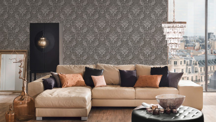 Vinyl wallpaper Luxury wallPaper Ornaments Architects Paper Grey Metallic 225