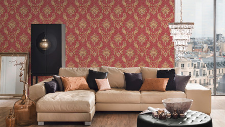 Vinyl wallpaper Luxury wallPaper Ornaments Architects Paper Metallic Red 226