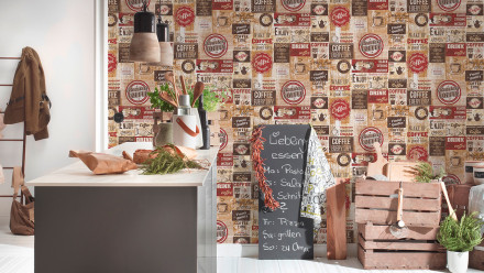 Paper-backing wallpaper Il Decoro A.S. Création Modern Coffee Beige Brown Red 801