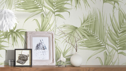 Country House Wallpaper Dream Again Michalsky Living Modern Country Style Palm Leaves Cream White Green 051